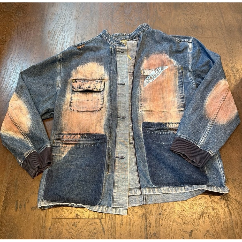 Vintage Akademiks Embroidered Denim jacket Hip Hop‎ Y2K Streetwear